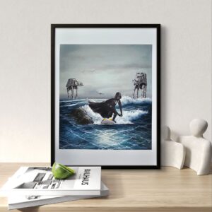 Darth Surfer  - Kunstdruck