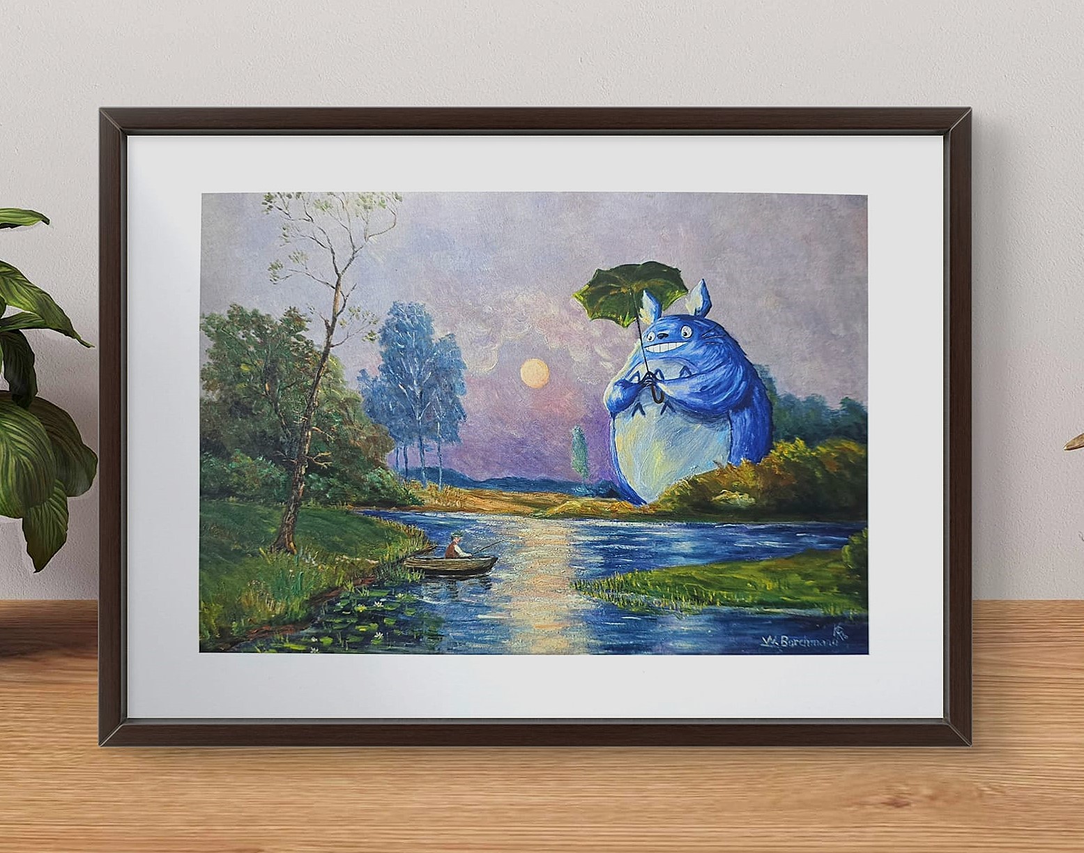 Totoro und der Fischer - Kunstdruck