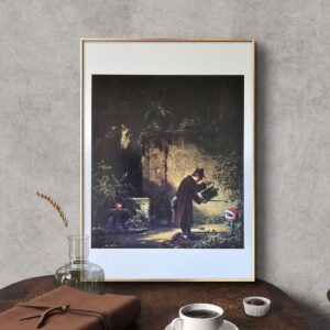 Spitzweg Blumen gießen - Kunstdruck