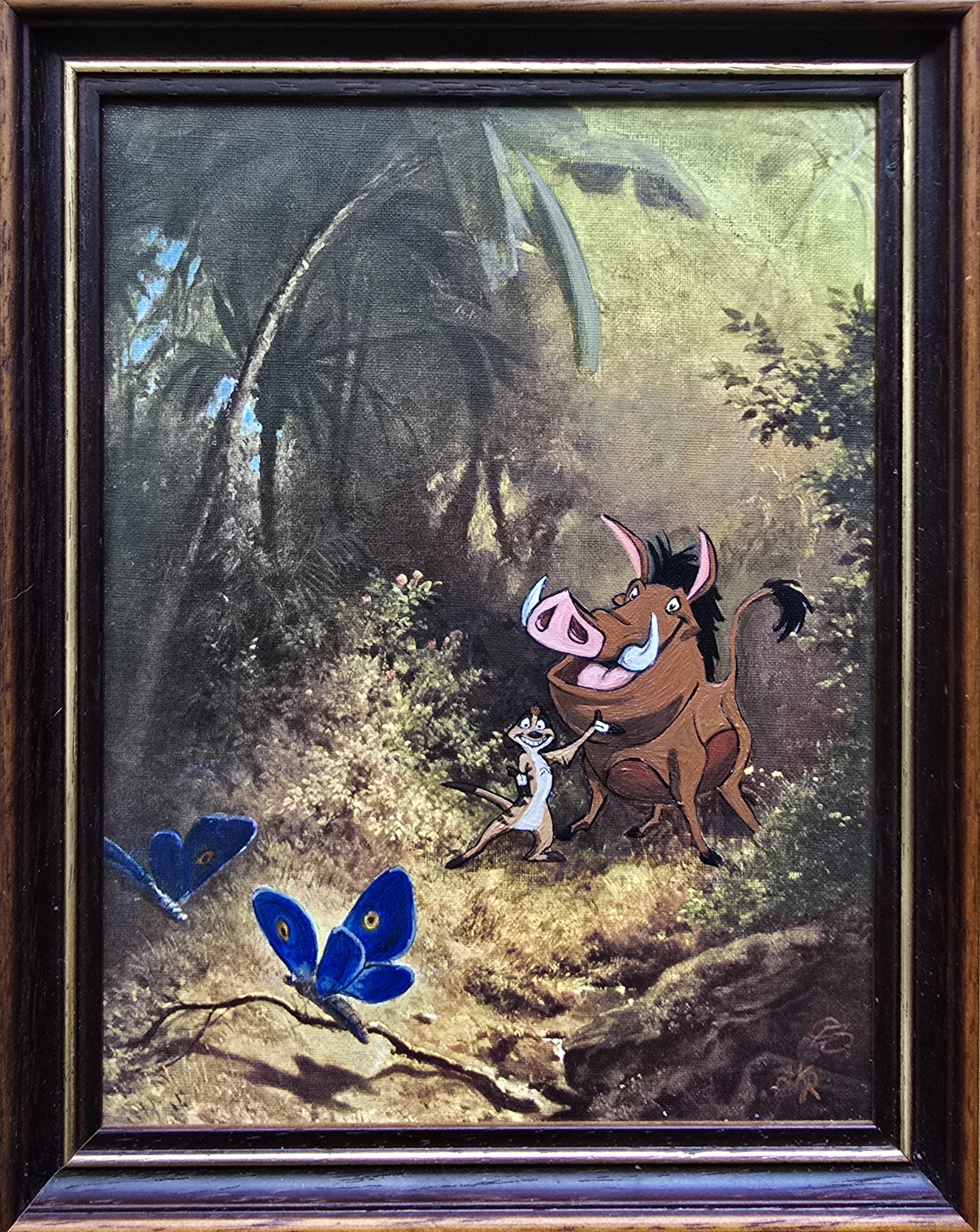 Verkauft - Timon und Pumba auf Insekten jagt - Original Upcycling Bild – Bild 2