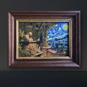Verkauft - Spitzweg meets van Gogh - Original Upcycling Bild
