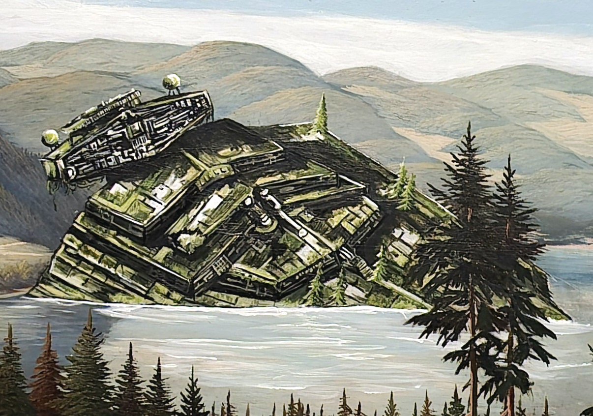 Verkauft - Abgestürzter Sternenzerstörer - Original Upcycling Bild – Bild 3