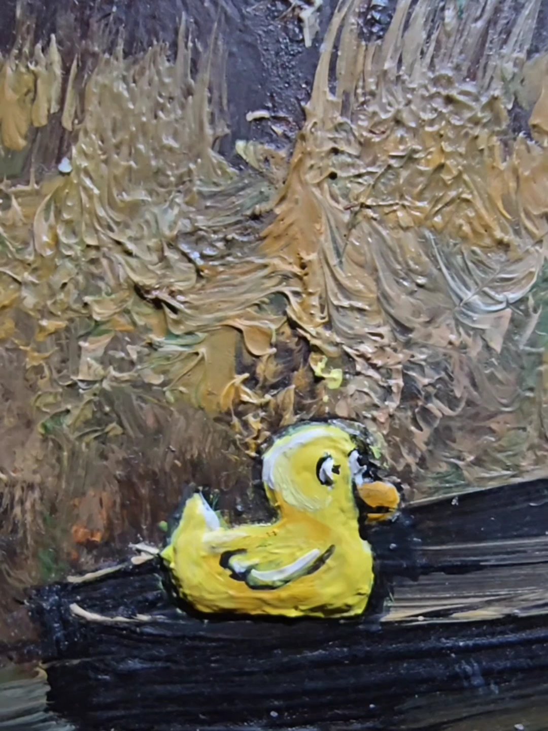 Verkauft - Die Ente bleibt draußen - Original Upcycling Bild – Bild 3