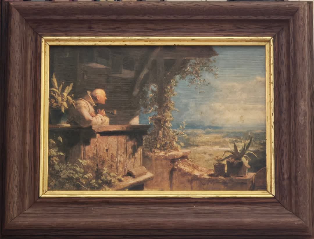 Verkauft - Spitzweg meets van Gogh - Original Upcycling Bild – Bild 4