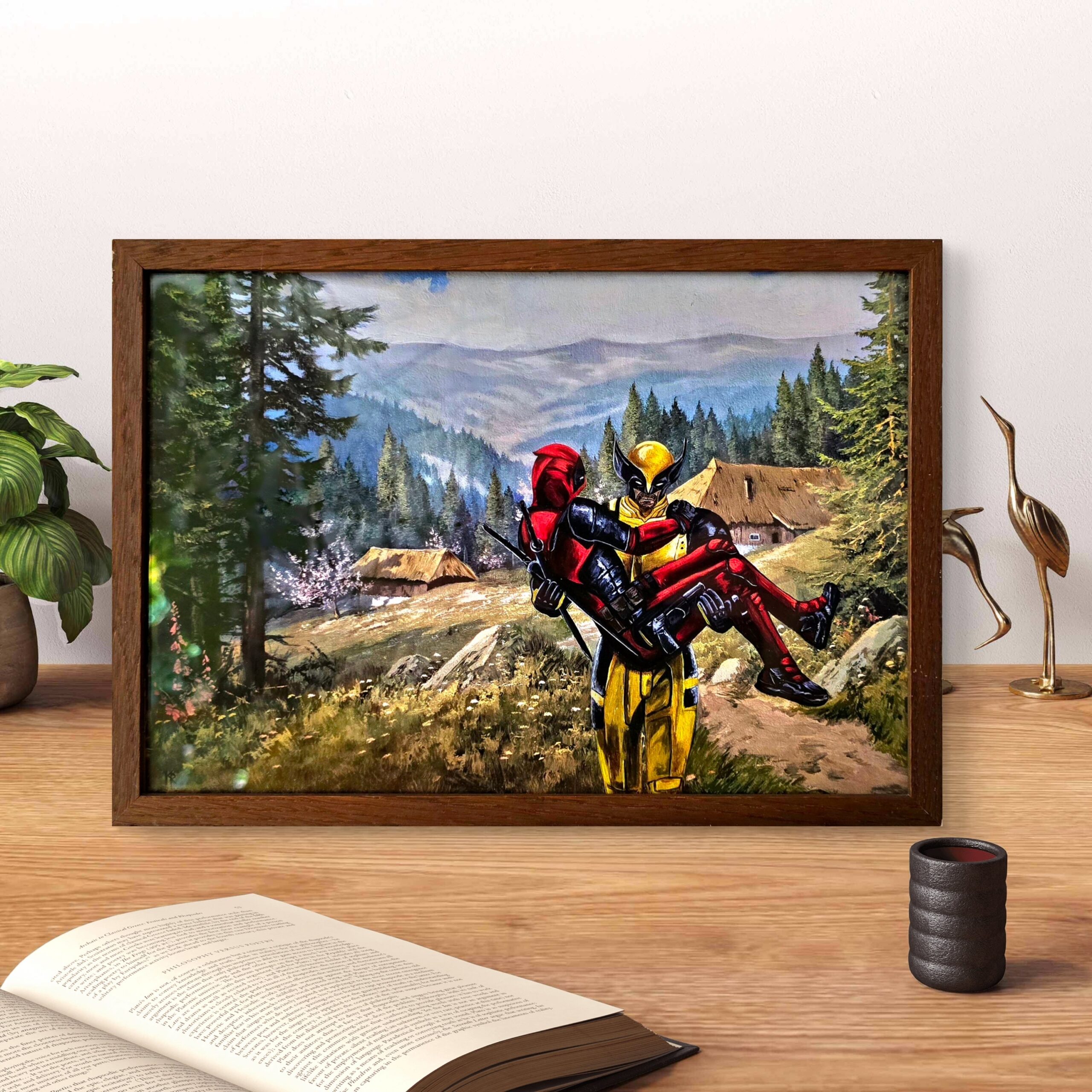 Deadpool und Wolverin - Gerahmter Kunstdruck